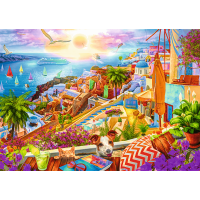 TREFL Puzzle Premium Plus Tea Time: Návštěva Santorini 1000 dílků