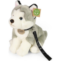 Rappa Plyšový pes husky sedící s vodítkem 28 cm ECO-FRIENDLY