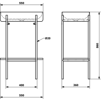Sapho PUNO podstavec s umyvadlem 550x860x360mm, zlato mat SKA570-5-01
