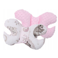 Oboustranné hnízdečko (kokon) pro miminko - BABYMAM PREMIUM set 7v1 - Medvíďata se světle růžovou minky
