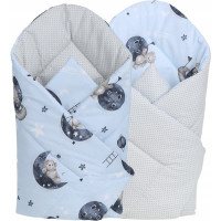 Oboustranné hnízdečko (kokon) pro miminko - BABYMAM PREMIUM set 7v1 - Medvídci ve vesmíru s tmavě modrou minky