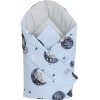 Oboustranné hnízdečko (kokon) pro miminko - BABYMAM PREMIUM set 7v1 - Medvídci ve vesmíru s tmavě modrou minky