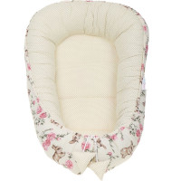 Oboustranné hnízdečko (kokon) pro miminko - BABYMAM PREMIUM set 7v1 - Tajemná zahrada s meruňkovou minky