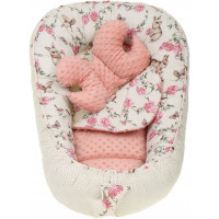 Oboustranné hnízdečko (kokon) pro miminko - BABYMAM PREMIUM set 7v1 - Tajemná zahrada s meruňkovou minky