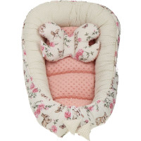 Oboustranné hnízdečko (kokon) pro miminko - BABYMAM PREMIUM set 7v1 - Tajemná zahrada s meruňkovou minky