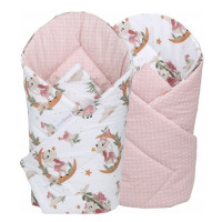 Oboustranné hnízdečko (kokon) pro miminko - BABYMAM PREMIUM set 7v1 - V říši snů se starorůžovou minky
