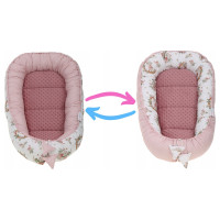 Oboustranné hnízdečko (kokon) pro miminko - BABYMAM PREMIUM set 7v1 - V říši snů se starorůžovou minky