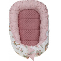 Oboustranné hnízdečko (kokon) pro miminko - BABYMAM PREMIUM set 7v1 - V říši snů se starorůžovou minky