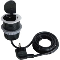 Solight 1z + USB-C 20W PD vestavná zásuvka, 2m, stříbrná