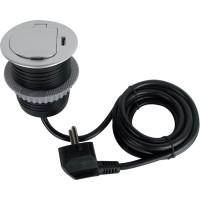 Solight 1z + USB-C 20W PD vestavná zásuvka, 2m, stříbrná