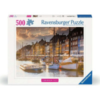 RAVENSBURGER Puzzle Skandinávie: Západ slunce v Kodani 500 dílků