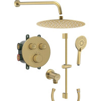 Sapho SMART SELECT podomítkový sprchový set s termostatickou baterií, 2 výstupy, posuvný držák sprchy, zlato mat RP032GB-02