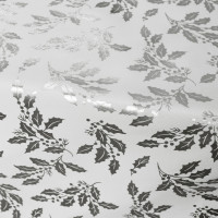Vánoční ubrus MERRY 200x140 cm - Cesmína - bílý/stříbrný