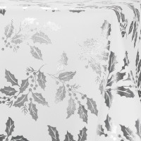 Vánoční ubrus MERRY 200x140 cm - Cesmína - bílý/stříbrný