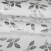 Vánoční ubrus MERRY 200x140 cm - Cesmína - bílý/stříbrný
