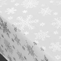 Vánoční ubrus MERRY 200x140 cm - Sněhové vločky - bílý/stříbrný
