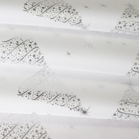 Vánoční ubrus MERRY 200x140 cm - Vánoční stromeček - bílý/stříbrný