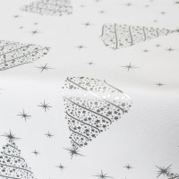 Vánoční ubrus MERRY 200x140 cm - Vánoční stromeček - bílý/stříbrný
