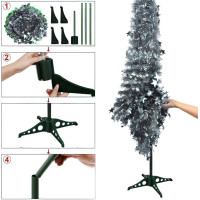 Vánoční třpytivý stromek SHINY - 150x33 cm - stříbrný