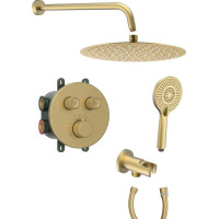 Sapho SMART SELECT podomítkový sprchový set s termostatickou baterií, 2 výstupy, vyústění, zlato mat RP032GB-01