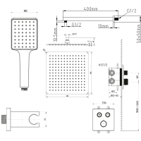 Sapho SMART SELECT podomítkový sprchový set s termostatickou baterií, 2 výstupy, vyústění, černá mat RP042B-01