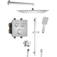 Sapho SMART SELECT podomítkový sprchový set s termostatickou baterií, 2 výstupy, posuvný držák sprchy, chrom RP042-02