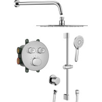 Sapho SMART SELECT podomítkový sprchový set s termostatickou baterií, 2 výstupy, posuvný držák sprchy, chrom RP032-02