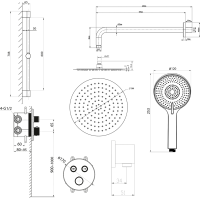 Sapho SMART SELECT podomítkový sprchový set s termostatickou baterií, 2 výstupy, posuvný držák sprchy, chrom RP032-02
