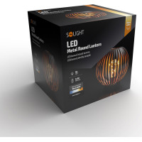 Solight kovová kulatá lucerna se žárovkou s micro LED, teplá bílá, měděná, 3xAA, 19cm