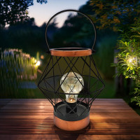 Solight kovová lucerna se žárovkou s micro LED, teplá bílá, 3xAA, 20cm