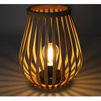Solight bambusová lucerna s LED žárovkou, teplá bílá, 2x AA, 20cm