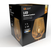 Solight bambusová lucerna s LED žárovkou, teplá bílá, 2x AA, 20cm