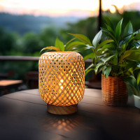 Solight ratanová LED lucerna s LED žárovkou, teplá bílá, 3x AAA, 19cm