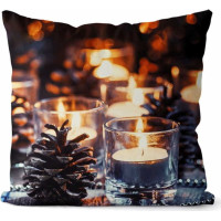 Vánoční LED povlak na polštář 45x45 cm - Svíčky