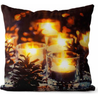 Vánoční LED povlak na polštář 45x45 cm - Svíčky