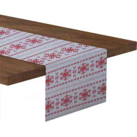 Vánoční běhoun SCANDI Sněhové vločky - 140x40 cm - bílý/červený