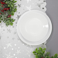 Vánoční běhoun HOLLY Hvězdičky - 180x33 cm - bílý/stříbrný