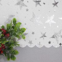Vánoční běhoun HOLLY Hvězdičky - 180x33 cm - bílý/stříbrný