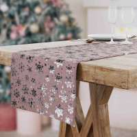 Vánoční běhoun CELEBRATION Vločky - 270x28 cm - růžový/stříbrný