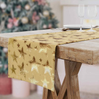Vánoční běhoun CELEBRATION Hvězdy - 270x28 cm - béžový/zlatý