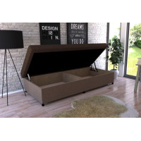 Čalouněná postel s úložným prostorem VELNO II - 200x90 cm - hnědá
