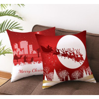 Vánoční povlak na polštář 45x45 cm - Santa a sobi - vzor 32N