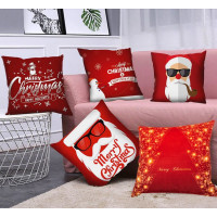 Vánoční povlak na polštář 45x45 cm - Santa a sobi - vzor 32N