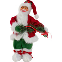 Vánoční dekorativní figurka Santa Claus s jehličím a stuhou - 30 cm