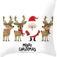 Vánoční povlak na polštář 45x45 cm - Santa a sobi - vzor 32N