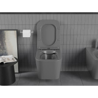 Závěsné WC MEXEN TEO RIMLESS - tmavě šedé matné + Duroplast sedátko, 30854071