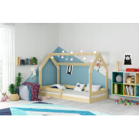 Dětská domečková Montessori postel REGINA 160x80 cm - přírodní borovice