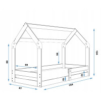 Dětská domečková Montessori postel REGINA 160x80 cm - bílá