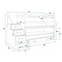 Dětská vyvýšená patrová postel s psacím stolem a přistýlkou MAXÍK 1 200x80 cm - růžová + matrace ZDARMA