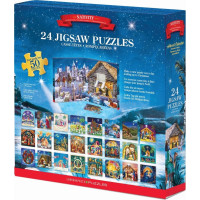 EUROGRAPHICS Puzzle Adventní kalendář: Narození Ježíška 24x50 dílků